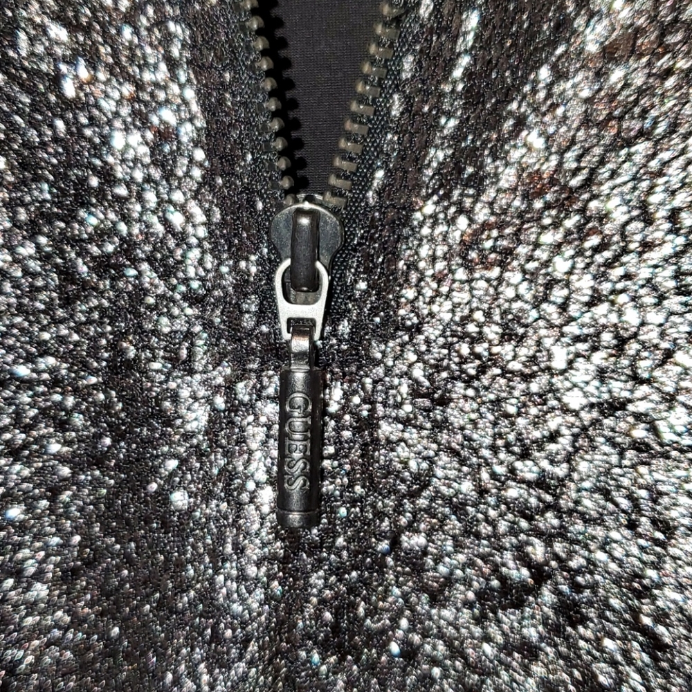 Guess Metallic Python Glam Chain Trim V-Neck Dress - image 8